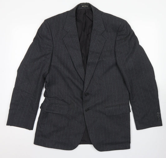 St Michael Mens Grey Striped Wool Jacket Blazer Size 38