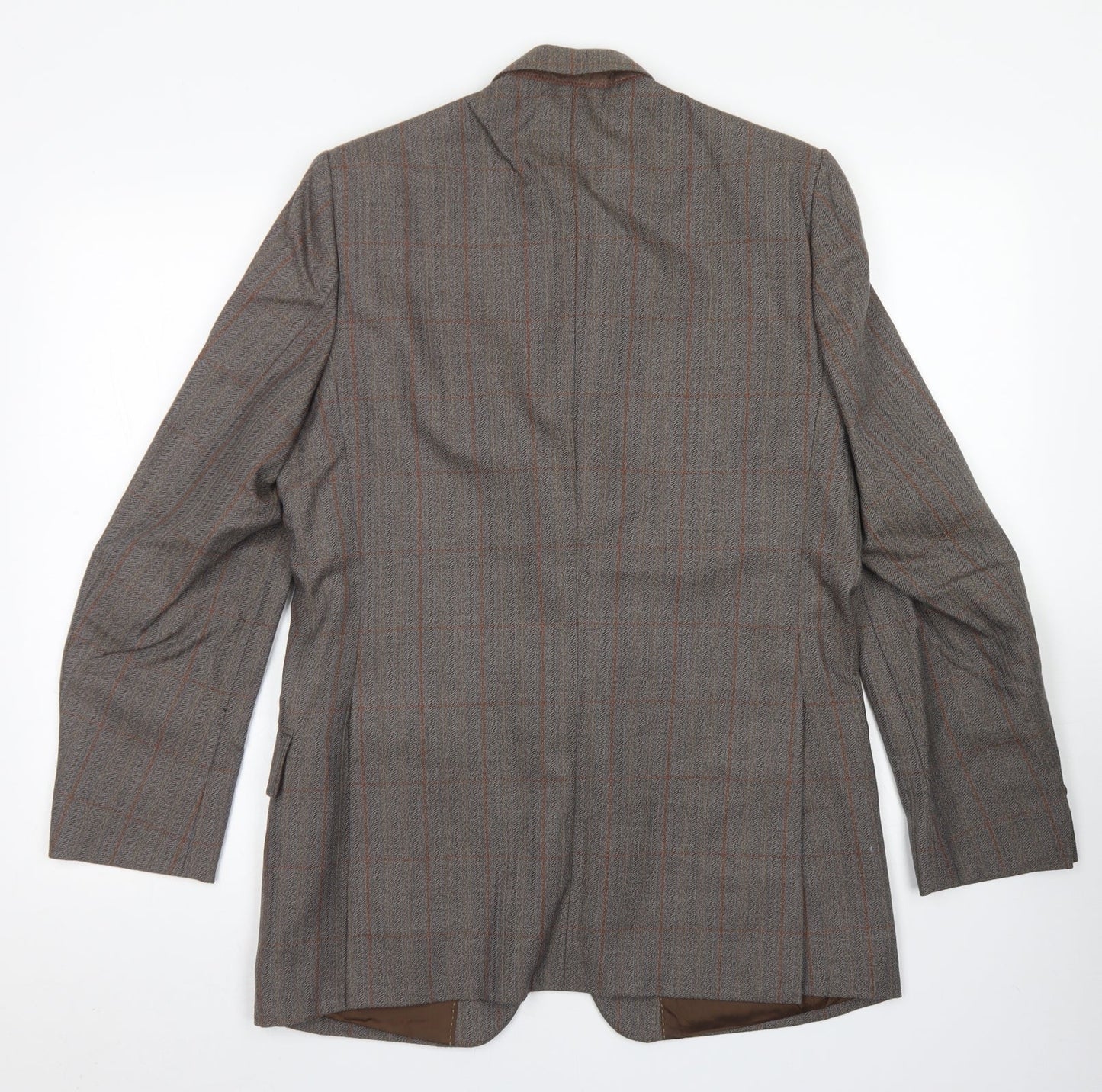 Hector James Mens Grey Plaid Wool Jacket Blazer Size 38