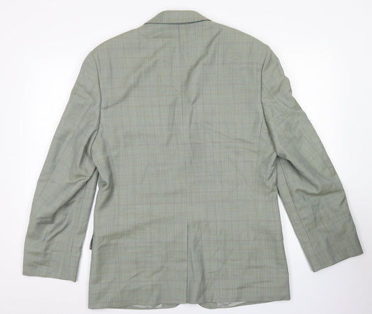 Marks & Spencer Mens Green Plaid Wool Jacket Blazer Size 38