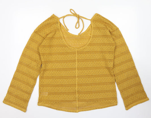 NEXT Womens Yellow Round Neck  Polyester Pullover Jumper Size 14