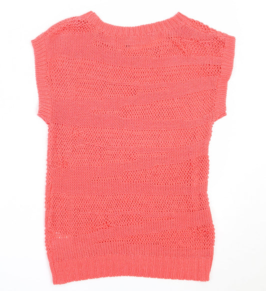 QED London Womens Pink Round Neck  Acrylic Pullover Jumper Size 10