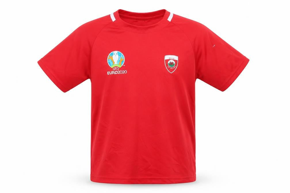 EURO2020 Boys Red  Polyester Jersey T-Shirt Size 9-10 Years Round Neck  - wales euro 2020