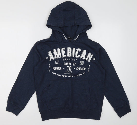 geogre Boys Blue  Cotton Pullover Hoodie Size 10-11 Years  Pullover - American