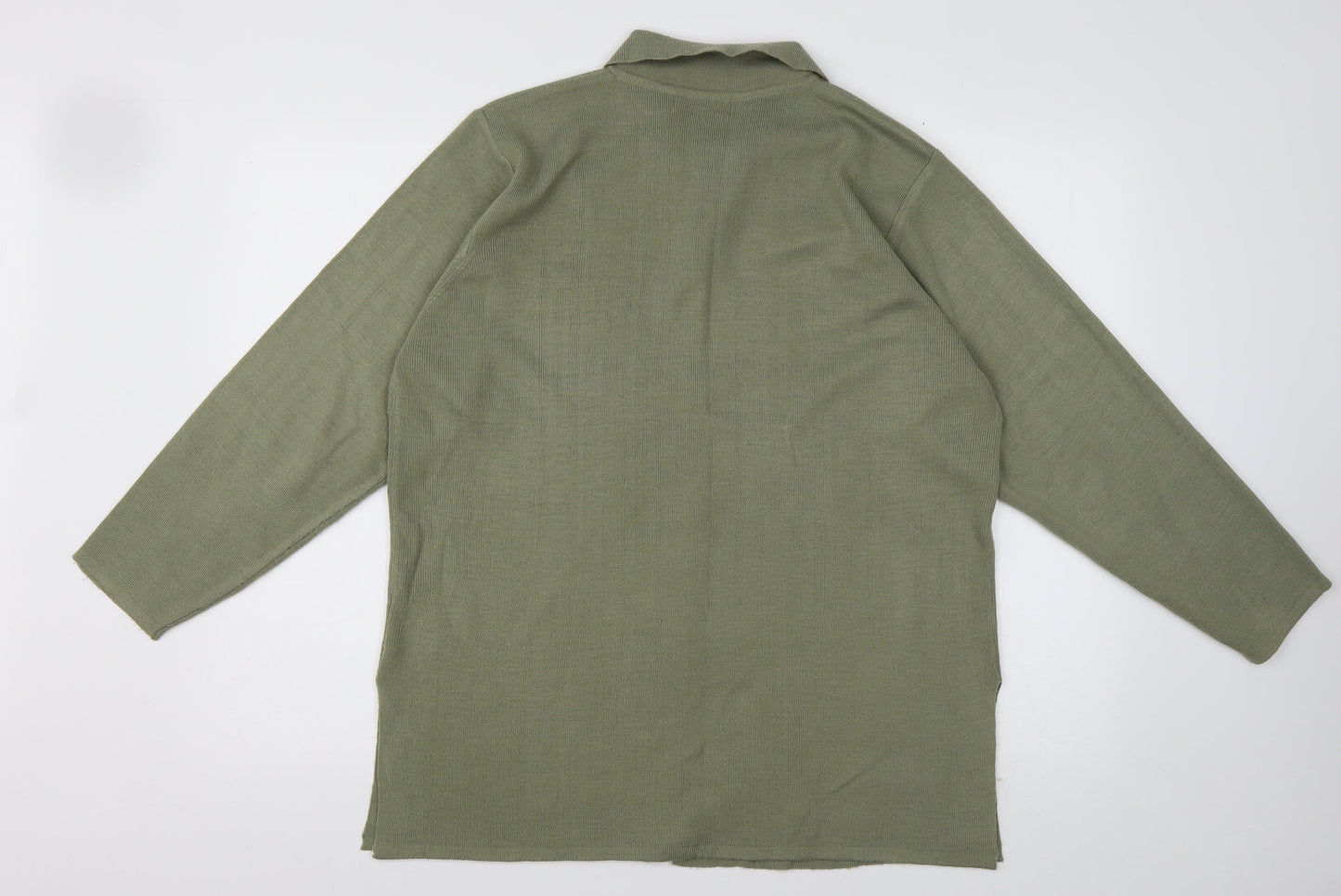 Preworn Womens Green Collared  Acrylic Cardigan Jumper Size M