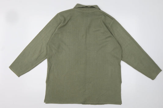 Preworn Womens Green Collared  Acrylic Cardigan Jumper Size M