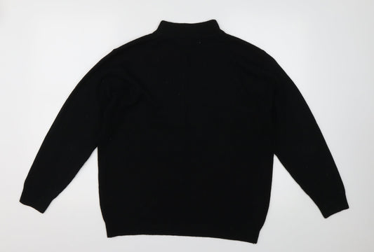 design essentials Womens Black High Neck Striped Acrylic Pullover Jumper Size L