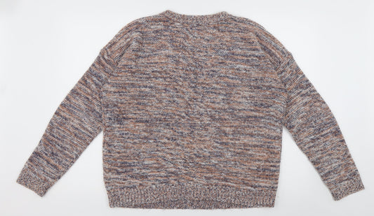 maqtalan Womens Multicoloured Crew Neck  Acrylic Pullover Jumper Size L