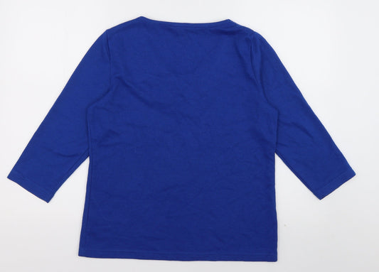bonmarch Womens Blue Fair Isle Polyester Pullover Sweatshirt Size 12  Pullover