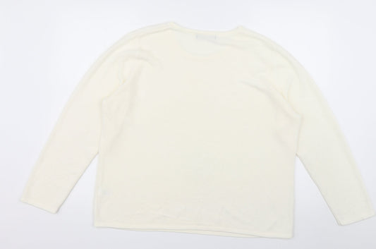 bonmarch Womens White  Acrylic Pullover Sweatshirt Size L  Pullover