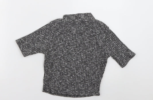 ayanapa Womens Grey  Polyester Cropped T-Shirt Size 8 High Neck