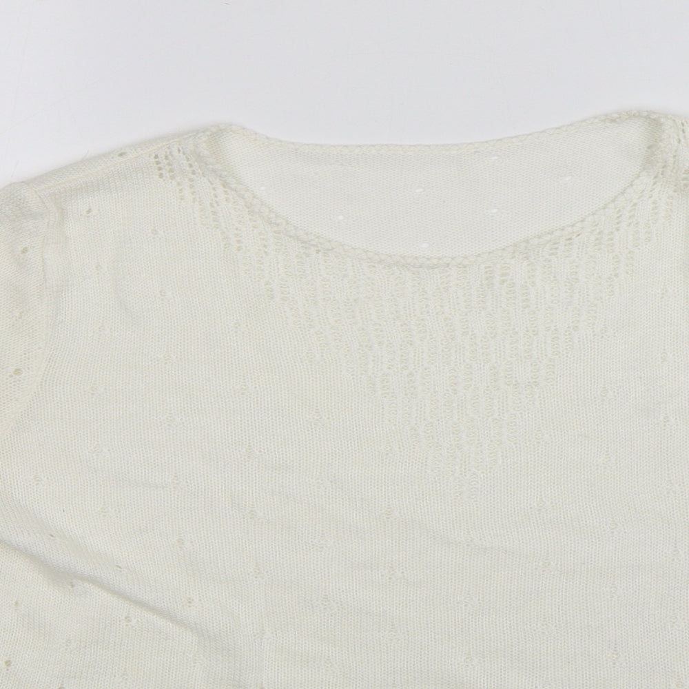 St Michael  Womens White Round Neck  Acrylic Pullover Jumper Size 12