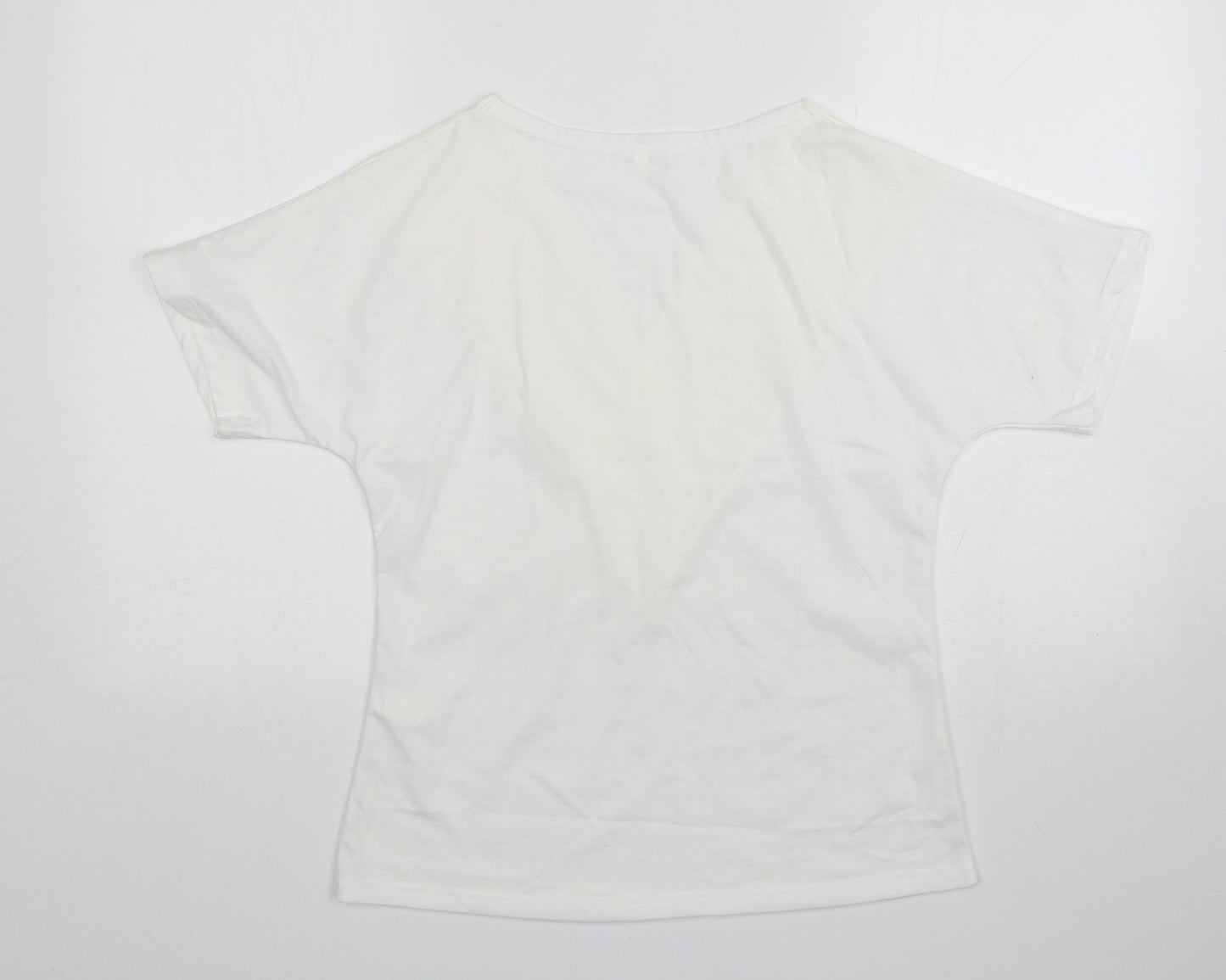 Preworn Womens White  Cotton Basic T-Shirt Size M V-Neck