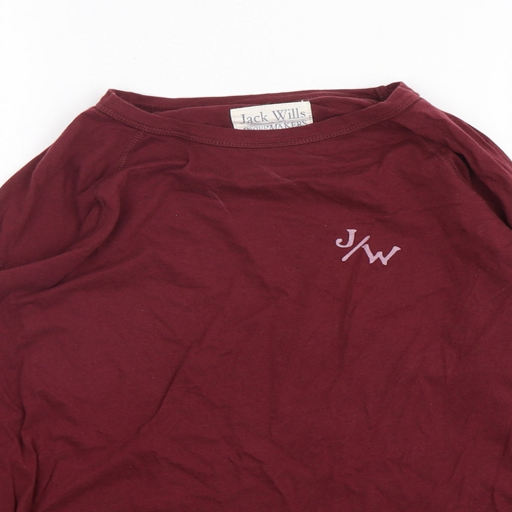 Jack Wills Womens Red  Cotton Basic T-Shirt Size 8 Round Neck