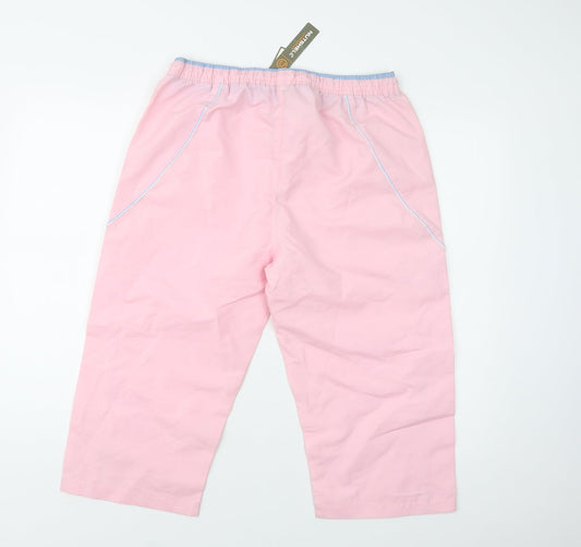 Nutshell Womens Pink  Polyester Cropped Trousers Size L L21 in Regular Drawstring
