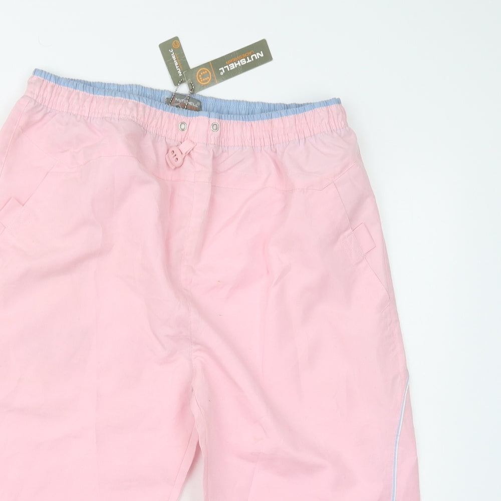 Nutshell Womens Pink  Polyester Cropped Trousers Size L L21 in Regular Drawstring