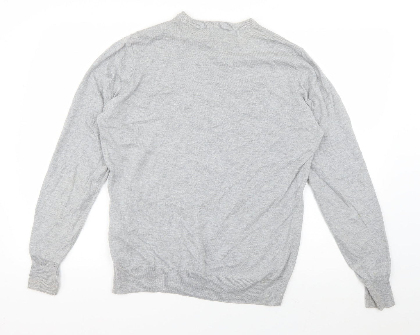 Warehouse Womens Grey Round Neck  Cotton Pullover Jumper Size 14