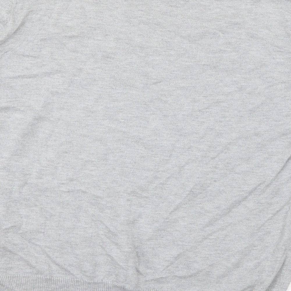 Warehouse Womens Grey Round Neck  Cotton Pullover Jumper Size 14