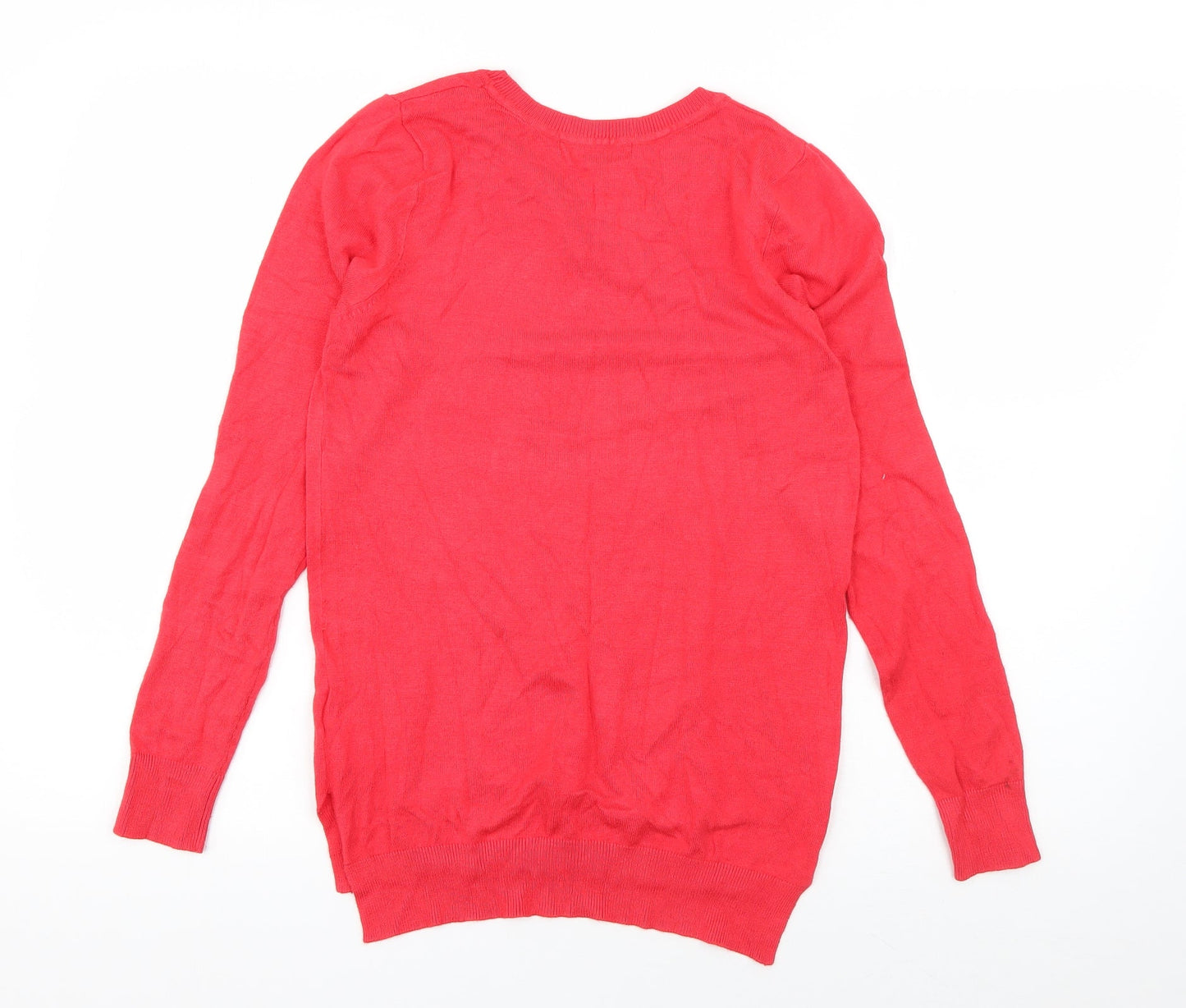 Peacocks Womens Pink Round Neck  Viscose Pullover Jumper Size 8