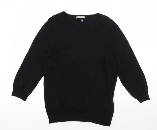 Marks and Spencer Womens Black Round Neck  Viscose Pullover Jumper Size 12