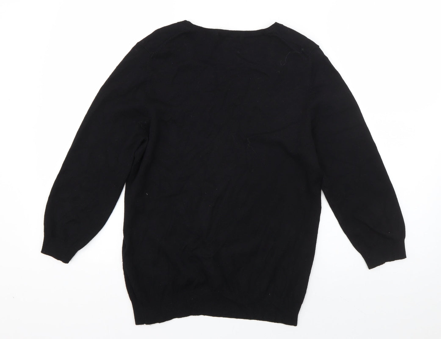Marks and Spencer Womens Black Round Neck  Viscose Pullover Jumper Size 12