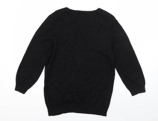 Marks and Spencer Womens Black Round Neck  Viscose Pullover Jumper Size 12