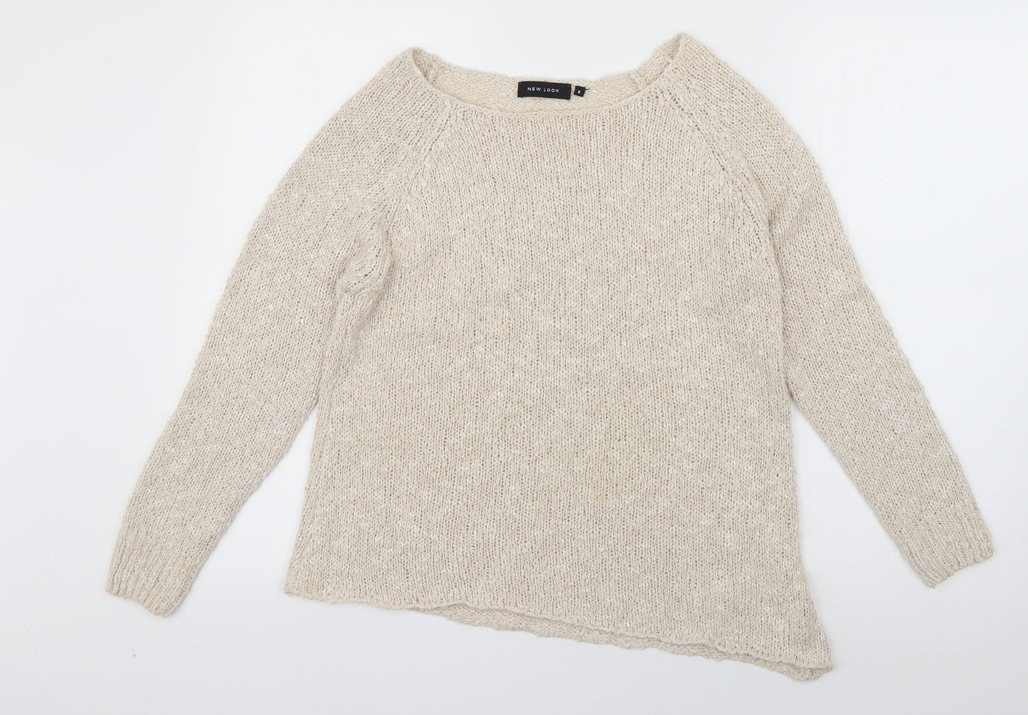 New Look Womens Ivory Boat Neck  Acrylic Pullover Jumper Size 6