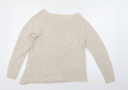 New Look Womens Ivory Boat Neck  Acrylic Pullover Jumper Size 6