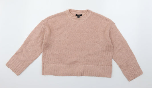 New Look Womens Pink Crew Neck  Acrylic Pullover Jumper Size S