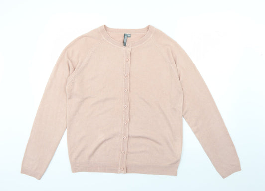 Originals Womens Pink Round Neck  Acrylic Cardigan Jumper Size 12