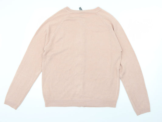 Originals Womens Pink Round Neck  Acrylic Cardigan Jumper Size 12