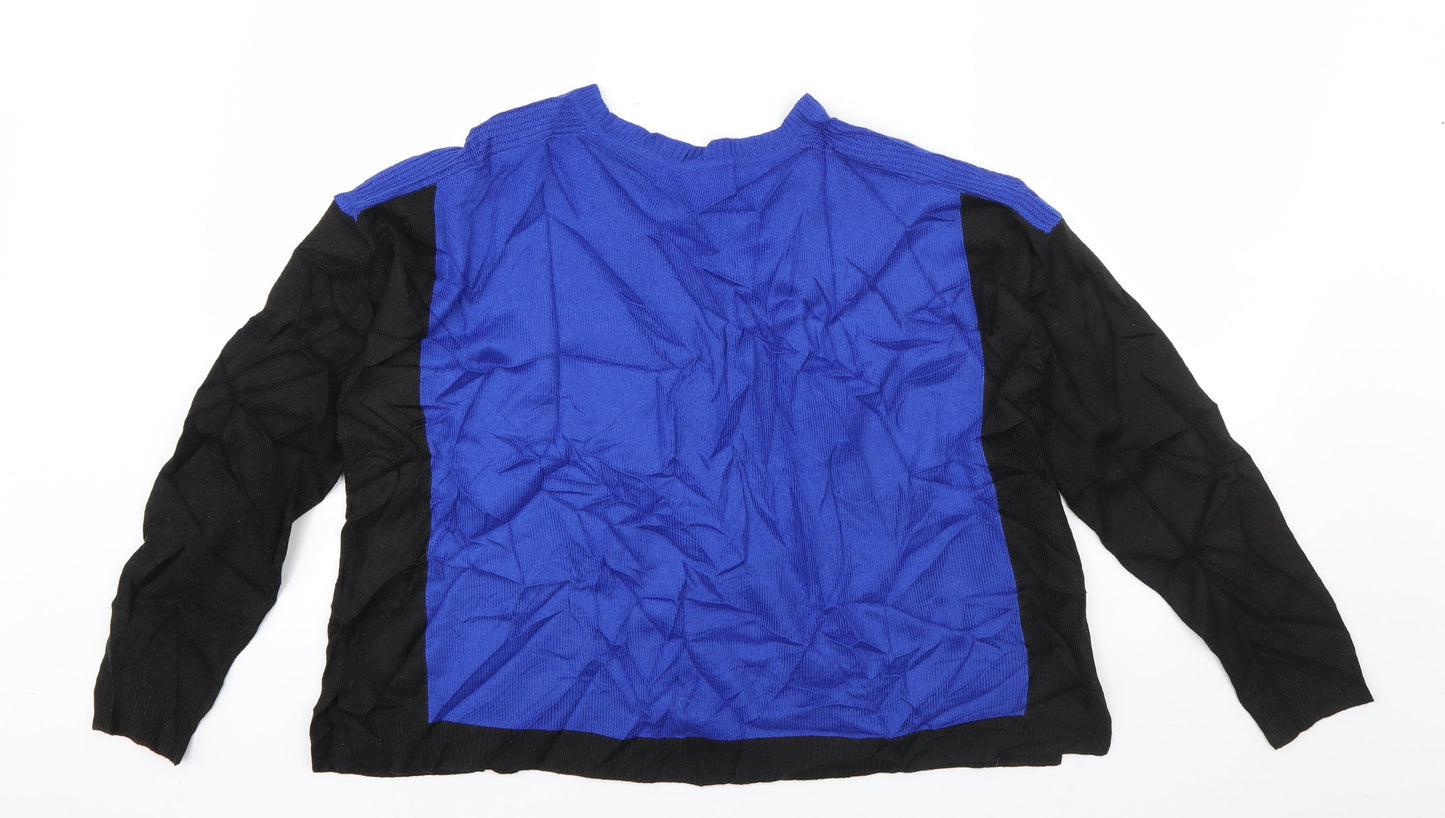 Marks and Spencer Womens Blue Crew Neck  Acrylic Pullover Jumper Size 14