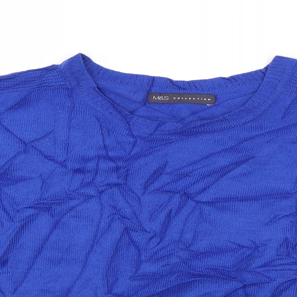Marks and Spencer Womens Blue Crew Neck  Acrylic Pullover Jumper Size 14
