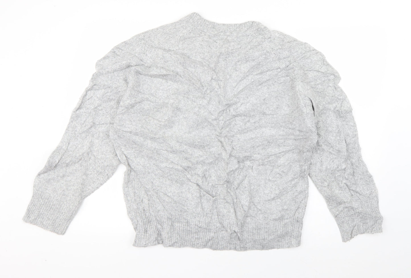 Zara Womens Grey V-Neck  Acrylic Pullover Jumper Size S