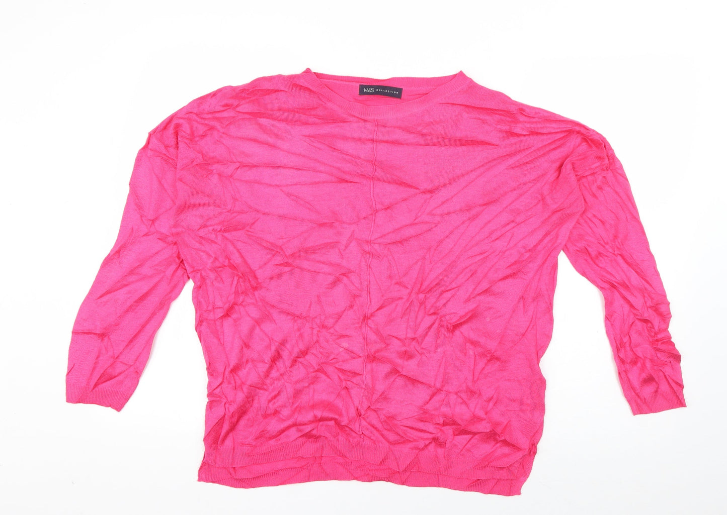 Marks and Spencer Womens Pink Boat Neck  Acrylic Pullover Jumper Size L