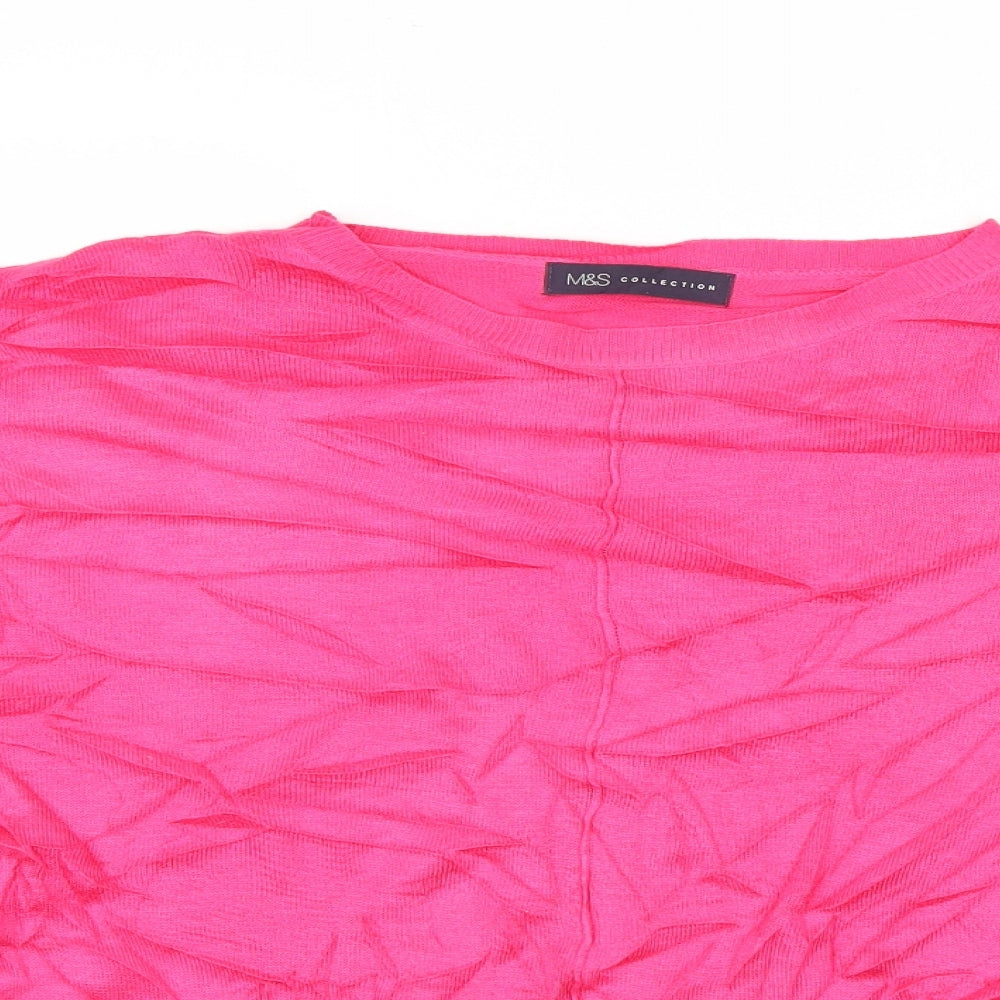 Marks and Spencer Womens Pink Boat Neck  Acrylic Pullover Jumper Size L