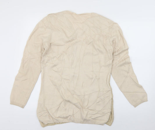 Preworn Womens Ivory V-Neck  Viscose Pullover Jumper Size 10