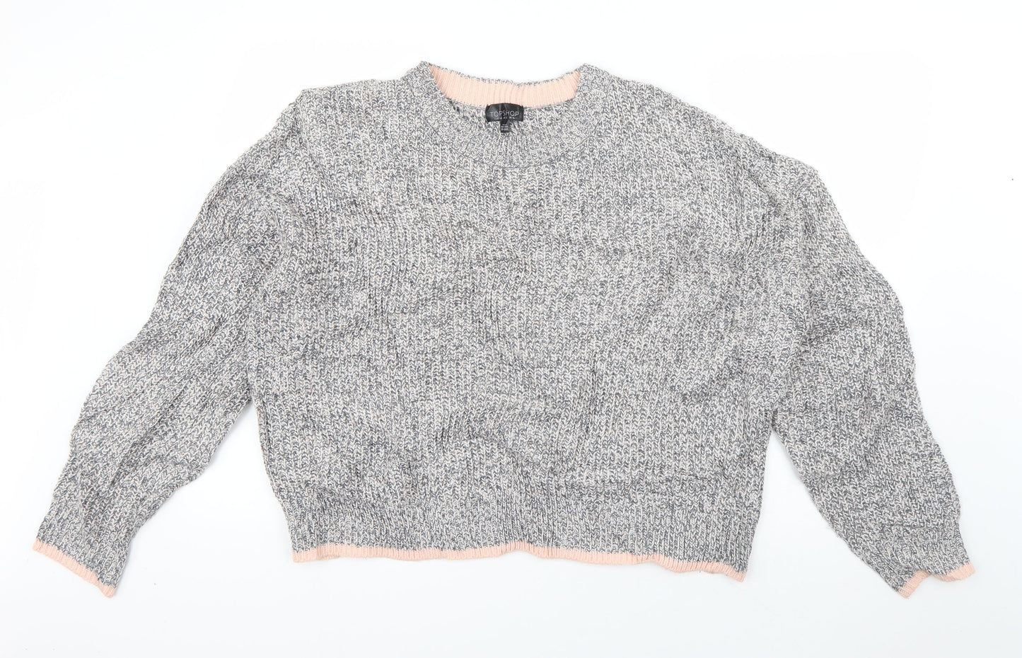 Topshop Womens Grey Round Neck  Acrylic Pullover Jumper Size 16