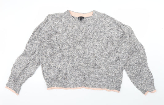Topshop Womens Grey Round Neck  Acrylic Pullover Jumper Size 16