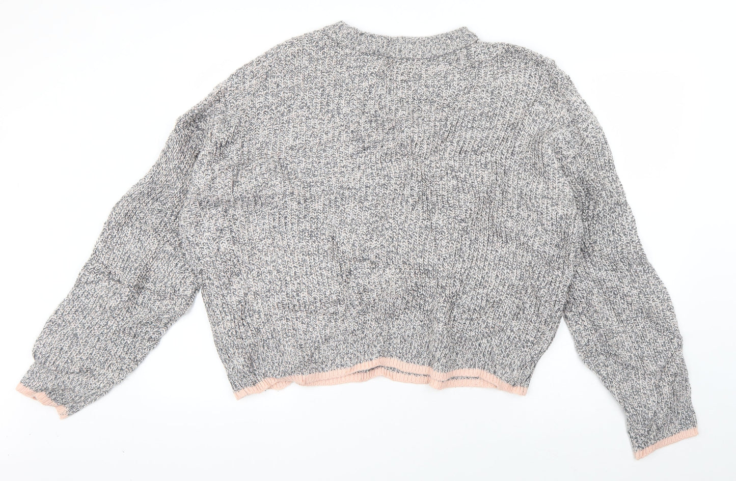 Topshop Womens Grey Round Neck  Acrylic Pullover Jumper Size 16