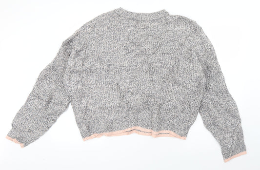 Topshop Womens Grey Round Neck  Acrylic Pullover Jumper Size 16