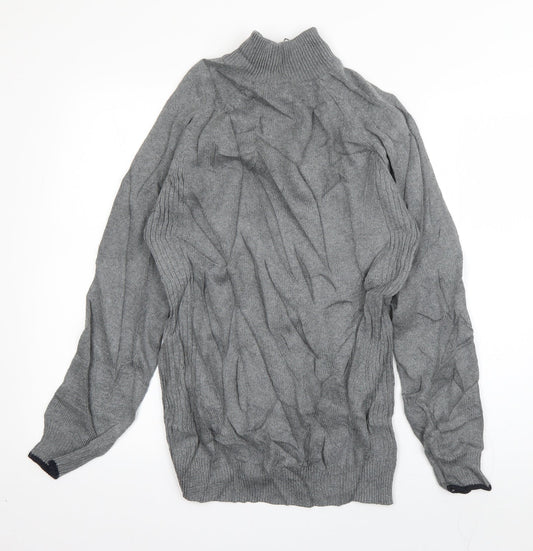 Matalan Mens Grey High Neck  Cotton Pullover Jumper Size S