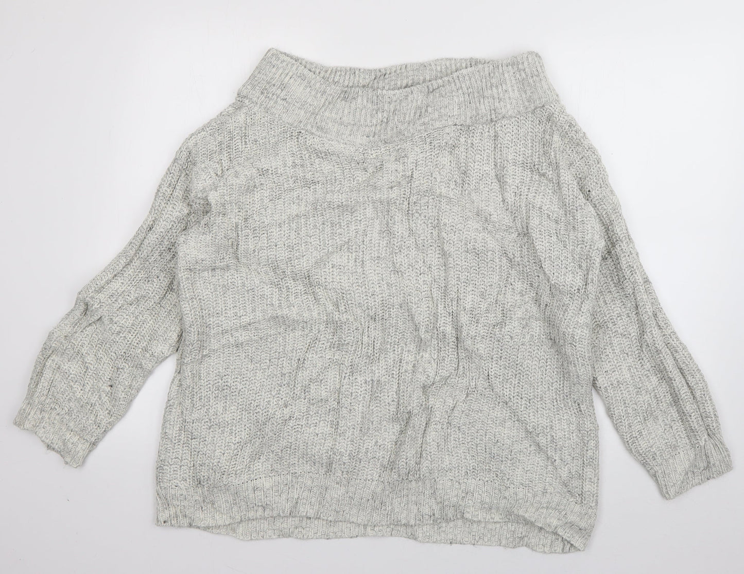 New Look Womens Grey Boat Neck  Acrylic Pullover Jumper Size M