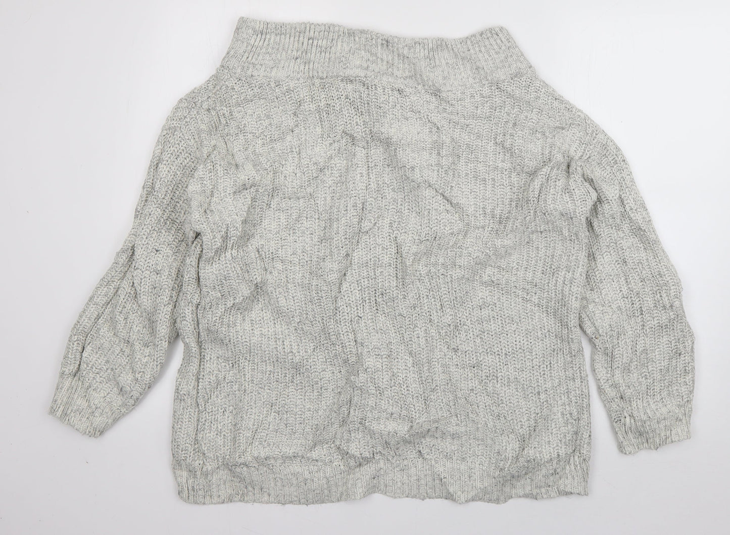 New Look Womens Grey Boat Neck  Acrylic Pullover Jumper Size M