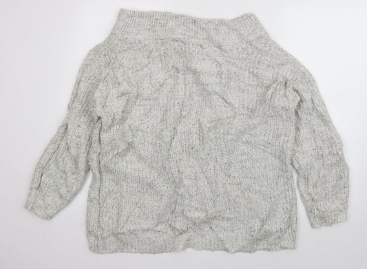 New Look Womens Grey Boat Neck  Acrylic Pullover Jumper Size M