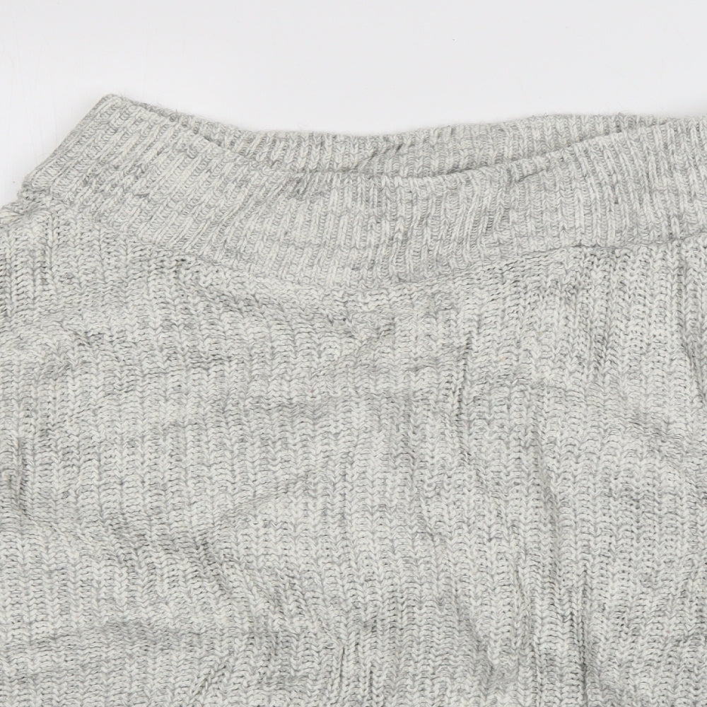 New Look Womens Grey Boat Neck  Acrylic Pullover Jumper Size M