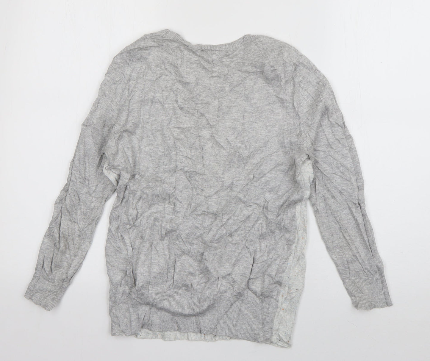Warehouse Womens Grey Round Neck  Cotton Pullover Jumper Size 10