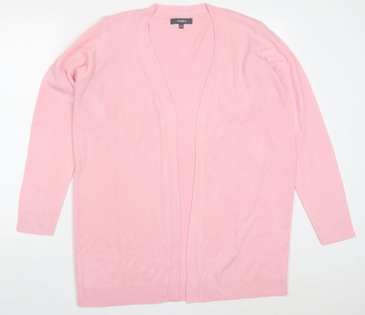 Studio Womens Pink V-Neck  Acrylic Cardigan Jumper Size 12