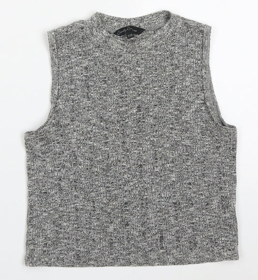 Candy Couture Girls Grey  Acrylic Basic Tank Size 12-13 Years Round Neck Pullover