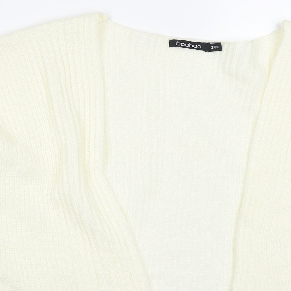 Boohoo Womens Ivory V-Neck  Acrylic Cardigan Jumper Size S   - Cream Colour