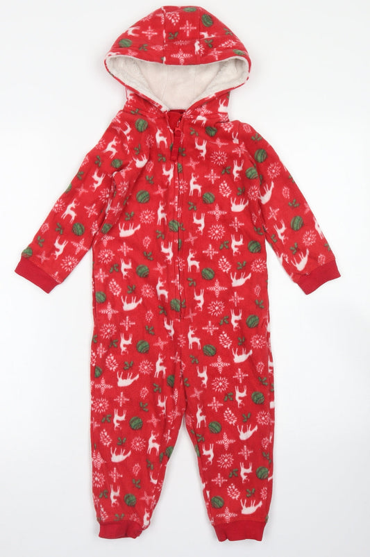 Lupilu Boys Red Fair Isle Polyester  One Piece Size 2-3 Years  Zip